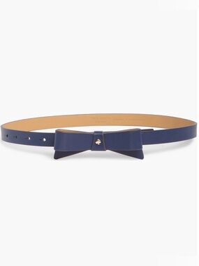 kate spade navy bow leather belt with gold spade detail